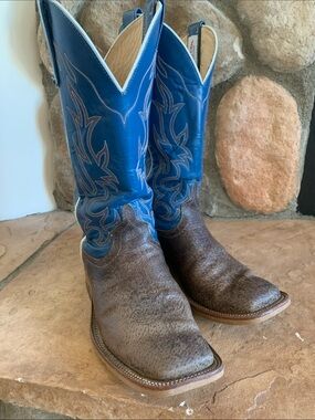 Anderson Bean Tag Boar Danube Mag Dog Cowboy Boots w/ Blue Shaft Size 8D